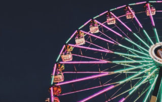 Lit up farris wheel